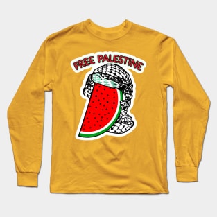 Watermelon Keffiyeh - Half Wrap - Free Palestine - Front Long Sleeve T-Shirt